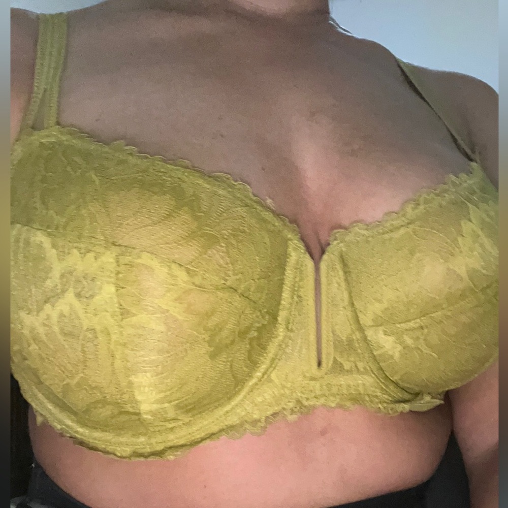 34DD Auden Unlined Balconette Underwire Bra Olive Green